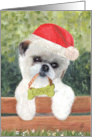 Shih Tzu Puppy Love Santa Hat Holiday Greetings card