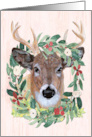 Christmas Holiday Wildlife Deer in Wreath to Cheer card
