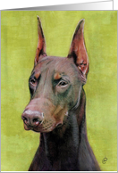 Red Doberman Dog Painting card