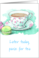 Friendship Tea Together in thought Thinking of you card