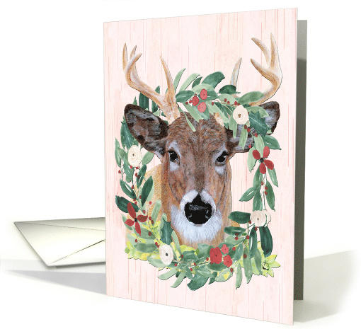 Christmas Holiday Wildlife Deer in Wreath to Cheer card (1866042)