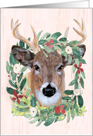 Christmas Holiday Wildlife Deer in Wreath to Cheer card
