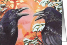 Raven Crow Winter Greetings card
