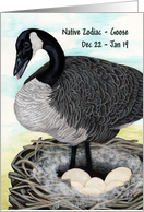 Dec 22-Jan 19 Goose Native Zodiac Animal Symbol card