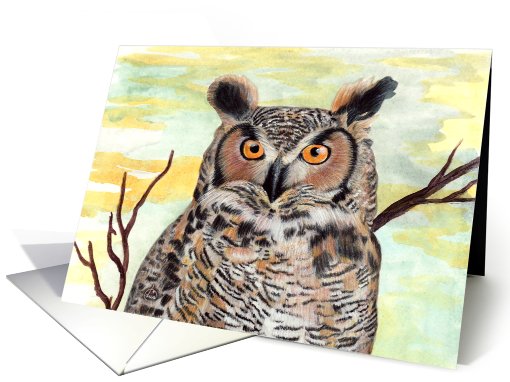 Great Horned Owl Painting card (410256)