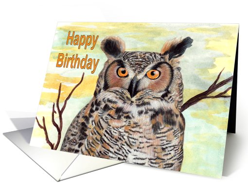 Happy Birthday Owl painting card (410320)