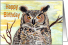 Happy Birthday Owl painting card