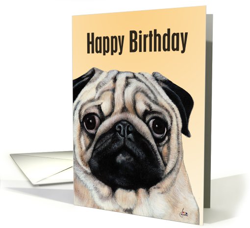 Pug Painting Birthday card (411598)