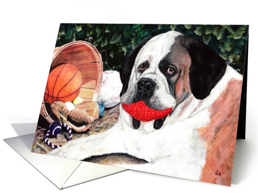 Dog with Sports Balls Painting card (489290)