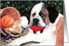 Dog with Sports Balls Painting card