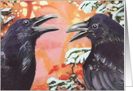 Raven Crow Painting Christmas Wishes card