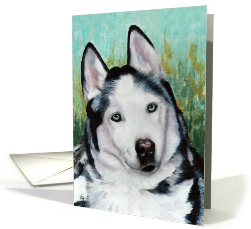 Siberian Husky Dog Breed Painting Portrait card (600248)