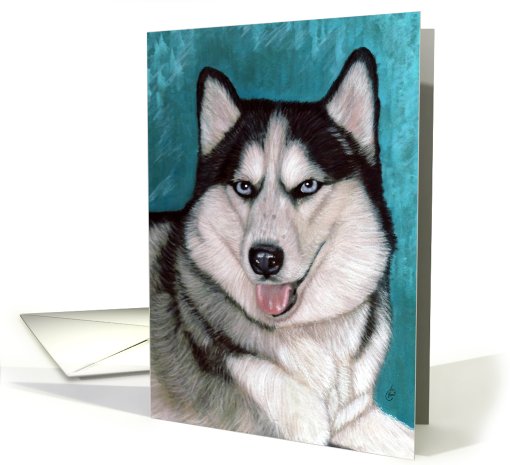Siberian Husky Dog Breed Painting Portrait card (600252)