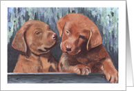 Cute Puppy Dogs Art Painting Portrait card