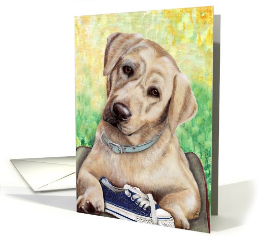 Labrador Retriever Puppy Dog Art Painting Portrait card (605185)