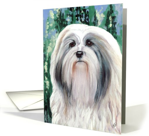 Lowchen Little Lion Dog Painting Portrait card (609380)