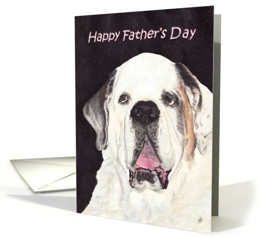 Father's Day Saint Bernard Dog Breed Painting card (640868)