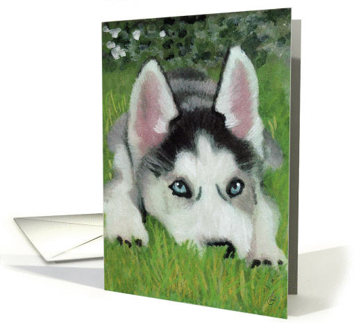Siberian Husky Pup Painting - Blank All Occasion card (69745)
