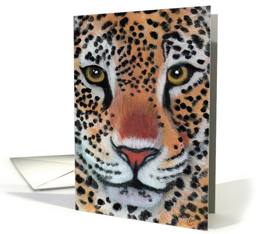 Leopard Jaguar Wildife Cat. Blank all occasion card (70515)