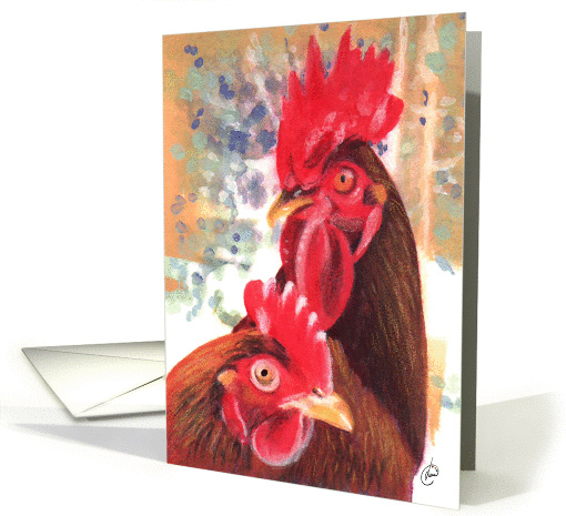 Rhode Island Rooster & Hen Blank All-Occasion card (71045)