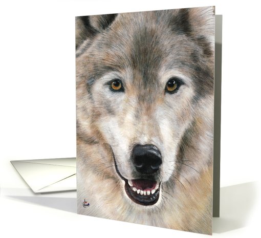 Wolf Close up Painting Frameable all occasion note card (763123)