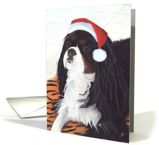 King Charles Spaniel Dog Happy Holidays Christmas card (809275)