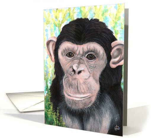 Chimpanzee Painting Cute Monkey Art Birthday Invitation card (823935)