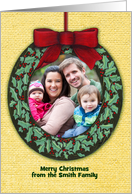 YOUR Photo Upload Family Custom Christmas Ornament Wreath card