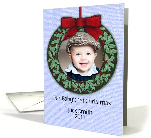 YOUR Custom Photo Baby's 1st Christmas Ornament Keepsake card (859328)