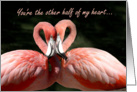 Romantic Valentine, Two Pink Flamingos Create A Heart card