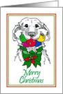 Merry Christmas, Golden Retriever with Mouthful Of Nine Ornaments card