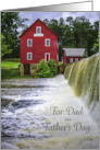 Father’s Day for Dad Vintage Red Mill with Mill Pond and Waterfall card