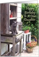 Happy Birthday Daughter With Big Gray Cat card