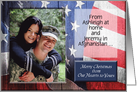 Patriotic Christmas, Our Hearts To Yours, Photo Card, Flag, Old Barn Wood card