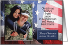 Patriotic Christmas Across the Miles, Photo Card, Flag, Old Barn Wood card
