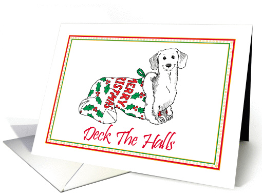 Merry Christmas, Deck The Halls Dachshund In Christmas Stocking card