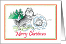 Merry Christmas, Shetland Sheepdog Making A Snowman card