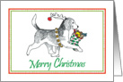 Reindeer Beagle With Christmas Stocking card