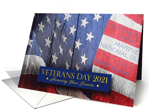 Veterans Day Thank You 2020, Flag with Armed Forces ...
