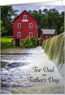 Father’s Day for Dad Vintage Red Mill with Mill Pond and Waterfall card