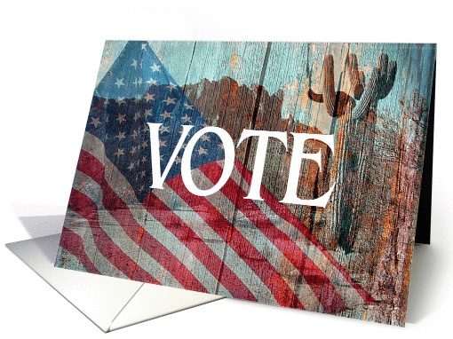Reminder to vote-american flag and southwest scene card (231217)