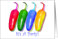 Fiesta Party Invitation With Colorful Chili Peppers card