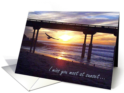 I Miss You, Ocean Sunset with Seagull card (79137)