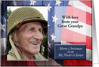 Patriotic Christmas My Heart to Yours, Photo Card, Flag, Old Barn Wood card