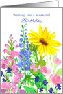 Wishing You A Wonderful Birthday Sunflower Bouquet card