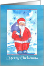 Santa Claus Toys Snowflakes Merry Christmas card