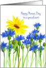 Happy Nurses Day Aunt Cornflowers Sunflower card
