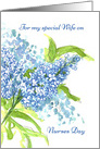 Happy Nurses Day Wife Blue Lilac Flowers card