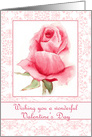 Happy Valentine’s Day Pink Rose Flower card