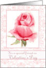 Happy Valentine’s Day Friend Pink Rose Flower Watercolor Art card